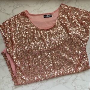 PrettyGuide • Rose Gold Sequin Top - size medium